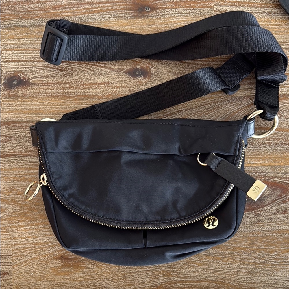 Lululemon Black Crossbody Bag with Gold Accents